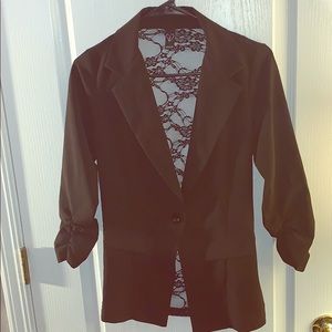 Windsor Black Blazer W/Lace Back Size M